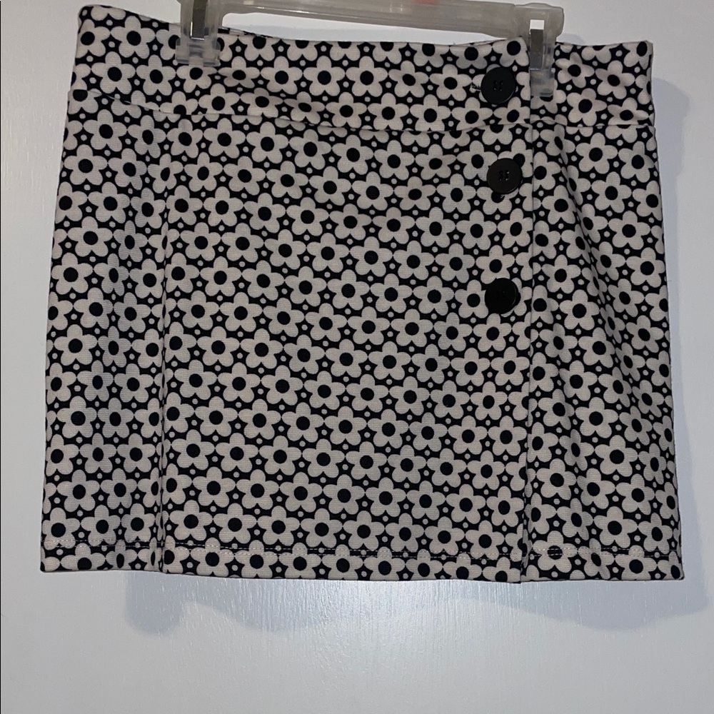 Altar'd State Black and White Floral Mini Skirt